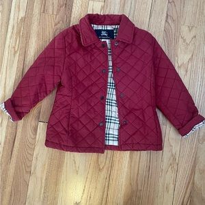Girls size 6 red Burberry quilted jacket
